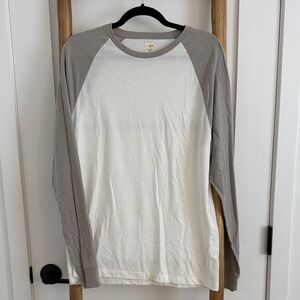 J. Crew White and Gray Long Sleeve Tee